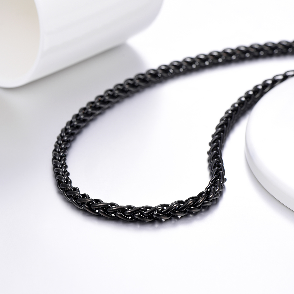 Black wheat chain necklace stainless steel