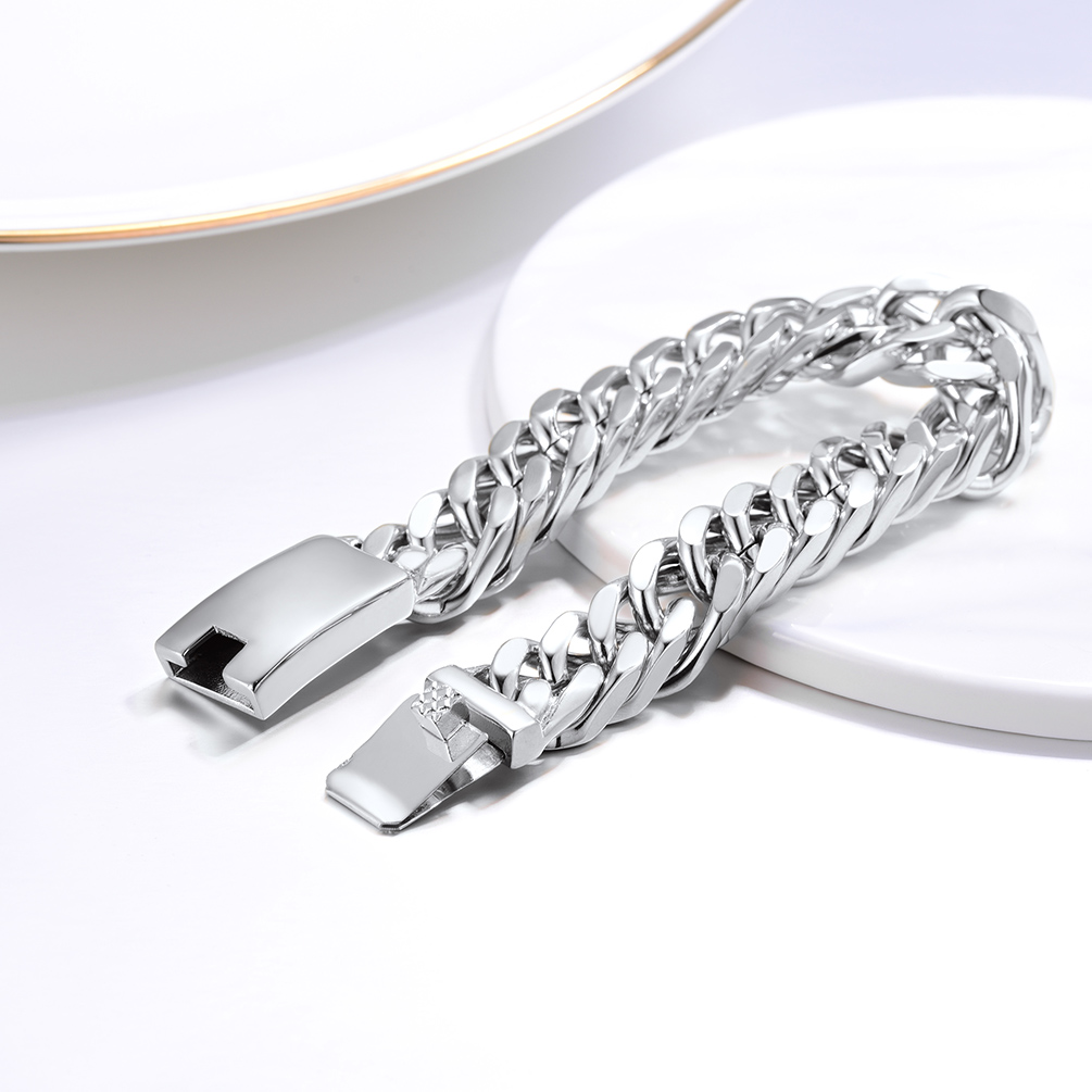 Cuban link bracelet flat lay