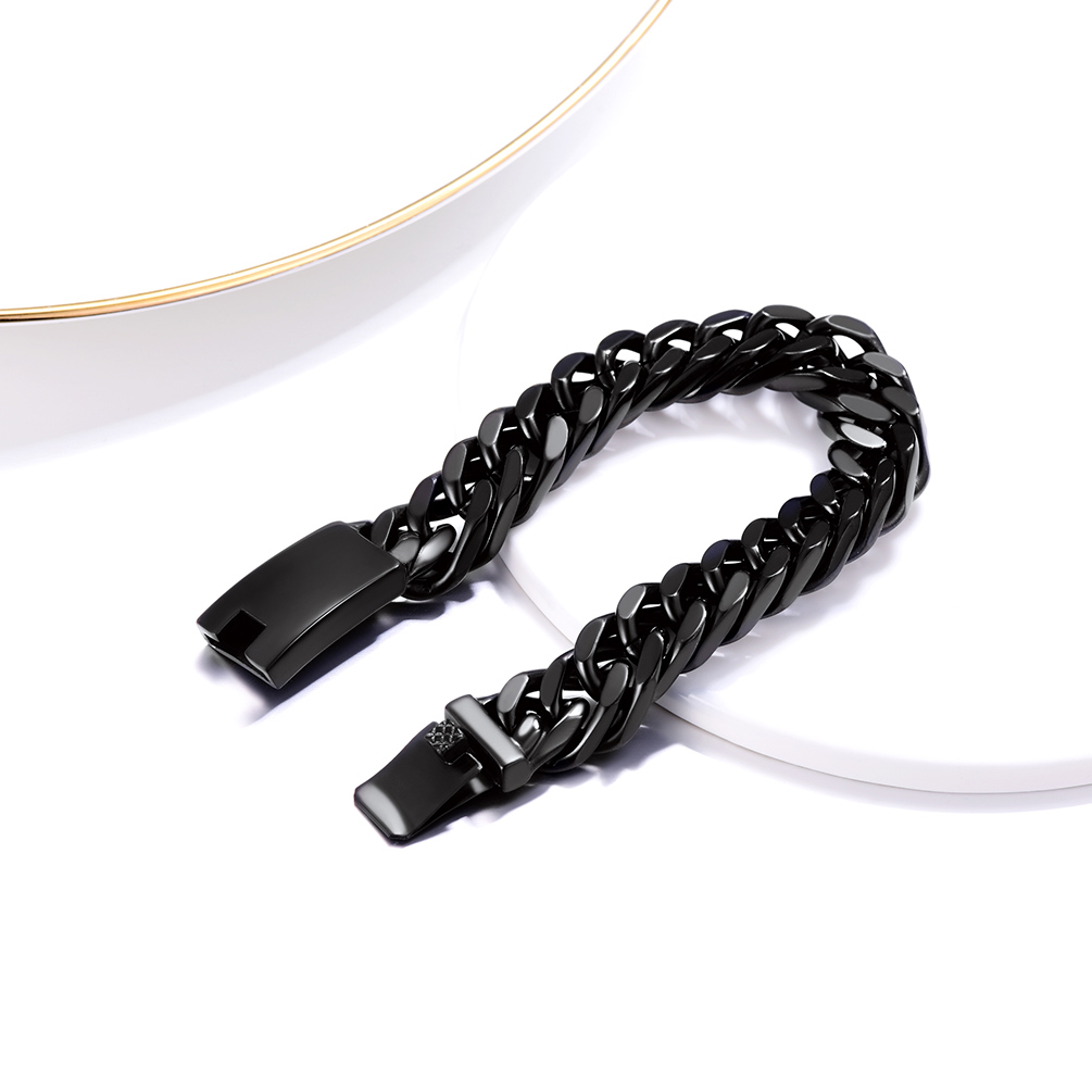 Black Cuban link bracelet flat lay