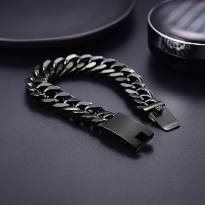 Black Cuban bracelet  clasp detail