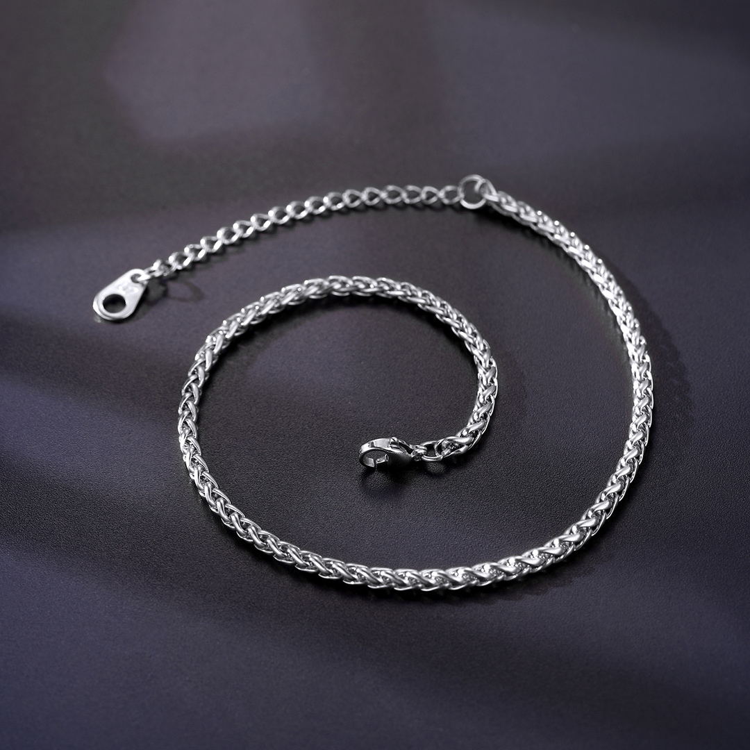 Wide Spiga Wheat Chain Anklet for Women