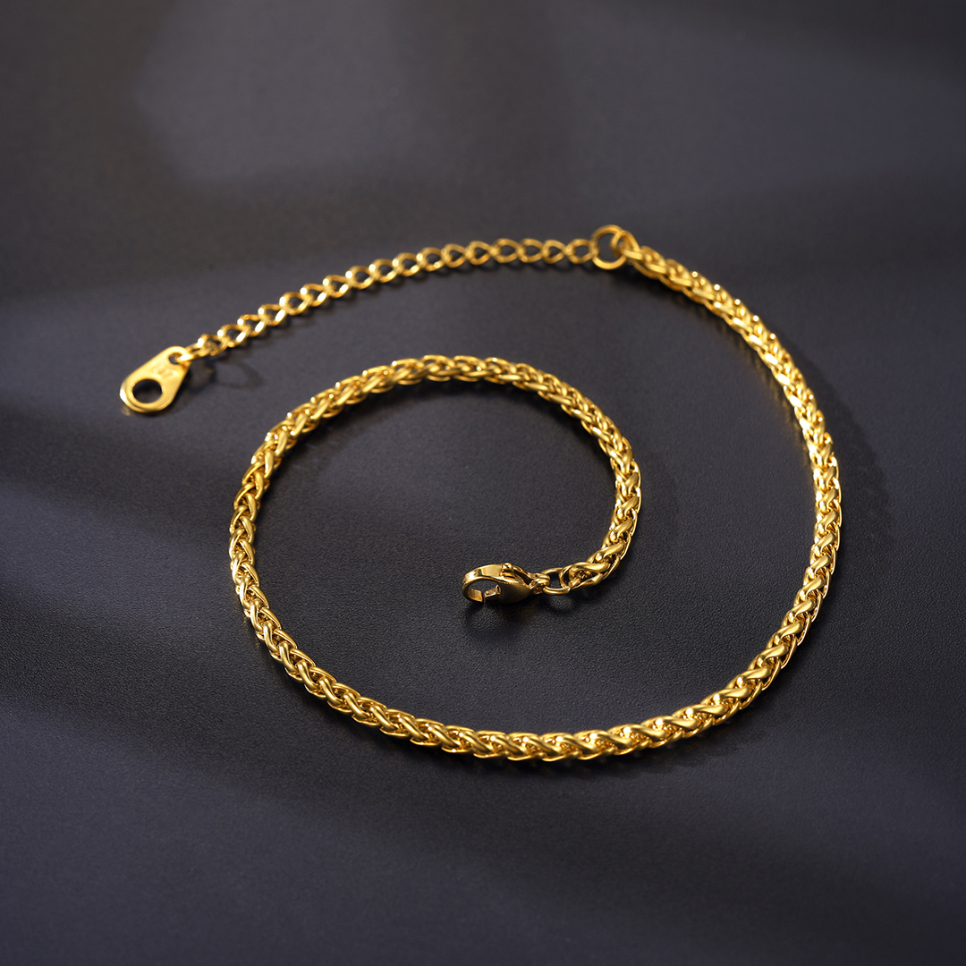 Wide Spiga Wheat Chain Anklet for Women