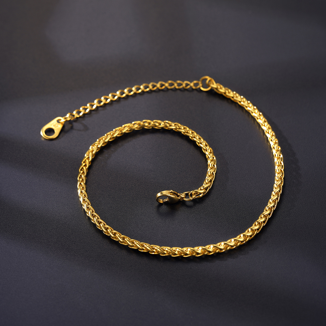 Wide Spiga Wheat Chain Anklet for Women