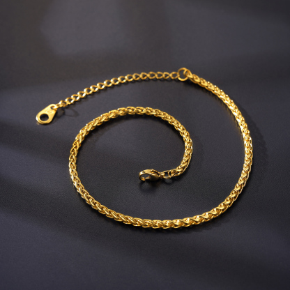 Wide Spiga Wheat Chain Anklet for Women