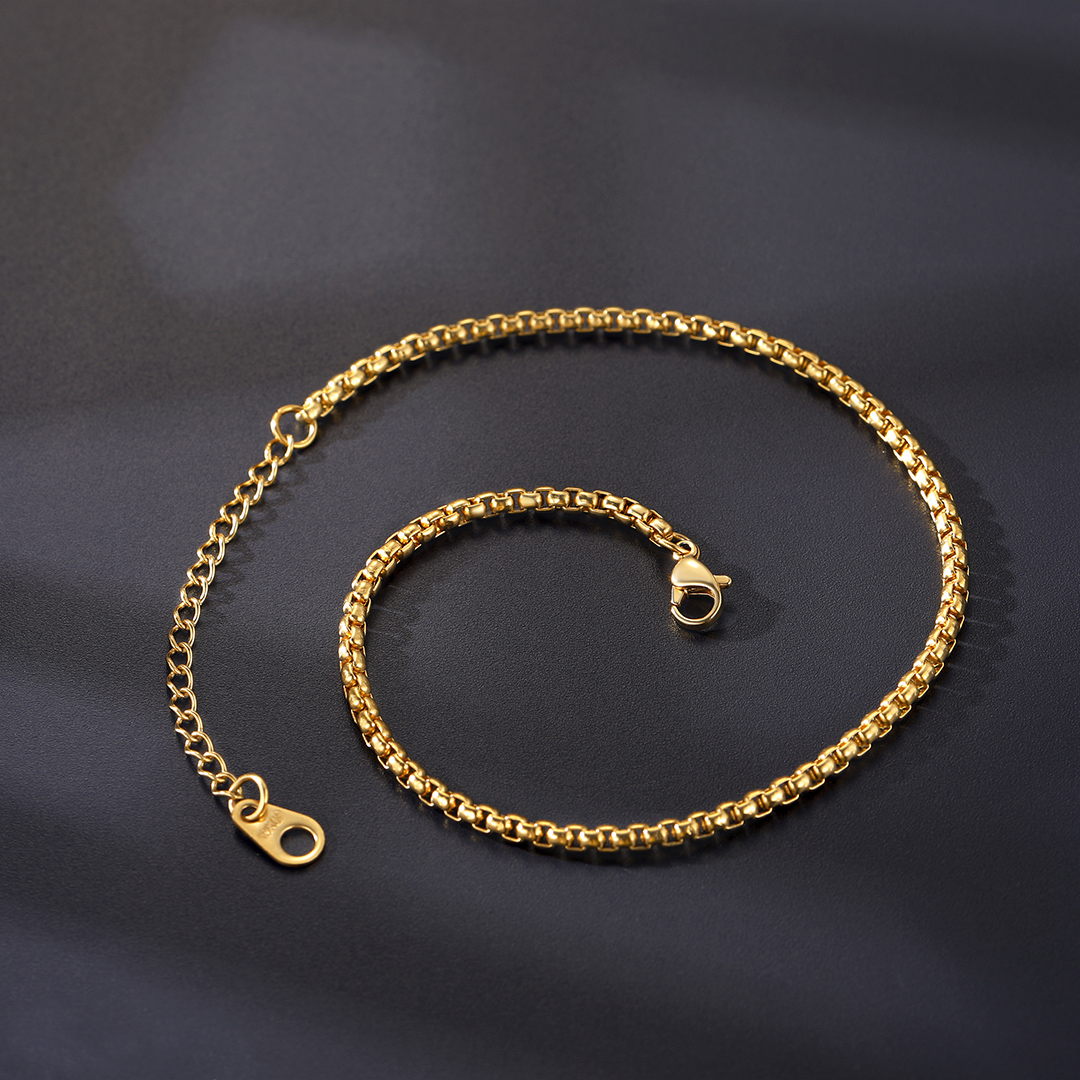 Box Chain Anklet for Women 3mm