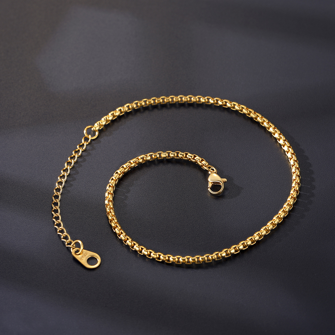 Box Chain Anklet for Women 3mm