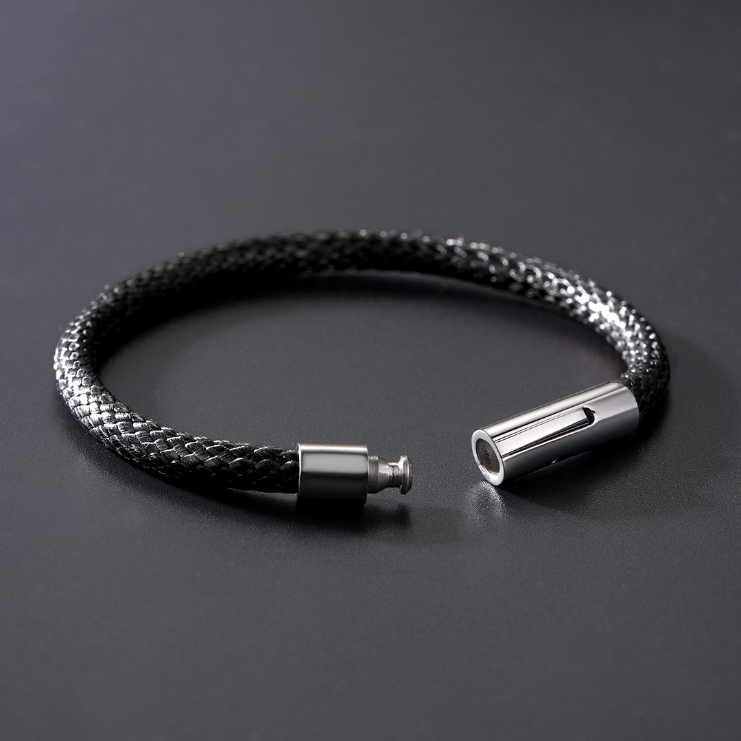5mm Black Leather Bracelet with Stainless Steel Clasp