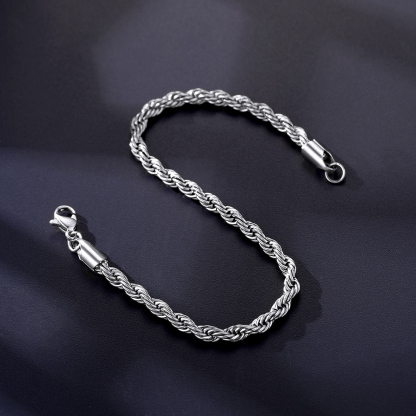 3mm Twisted Rope Chain Bracelet