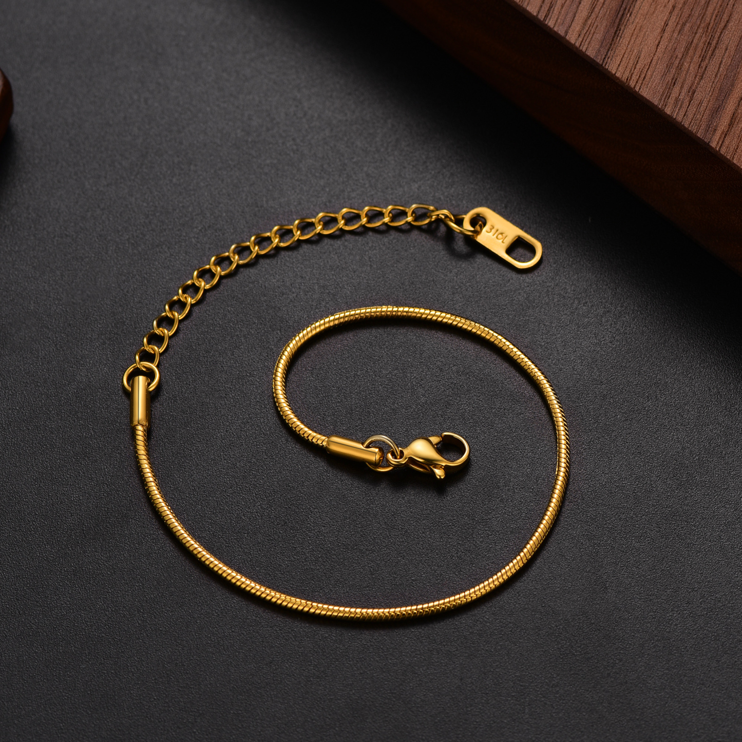 1.5mm Stainless Steel Snake Chain Bracelet