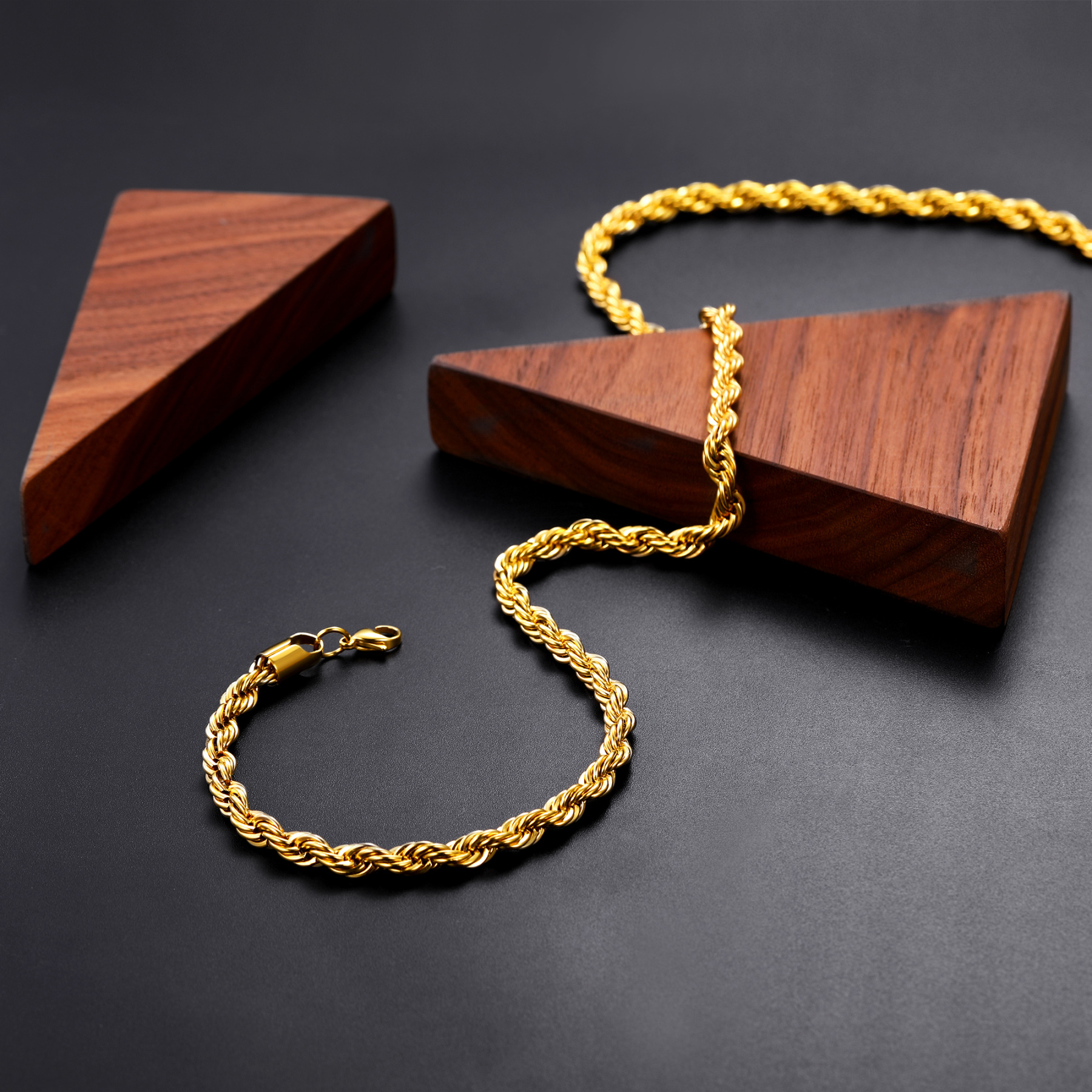 3mm 6mm Gold Twisted Rope Chain Necklace 