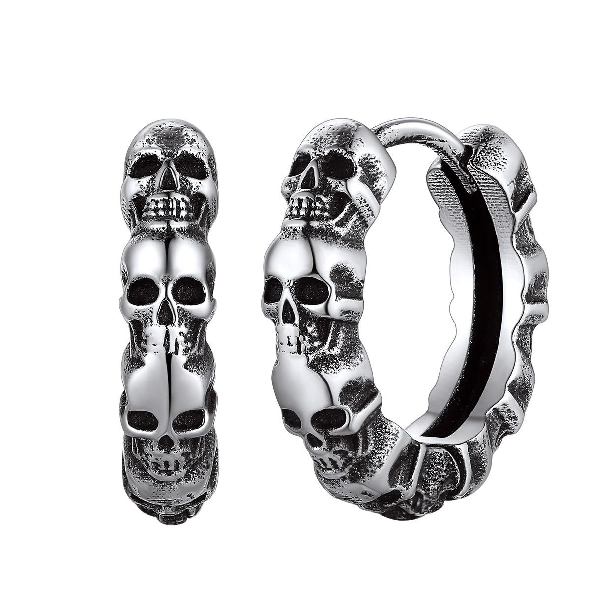 Halloween Gothic Skull Huggie Hoop Earrings for Men Women