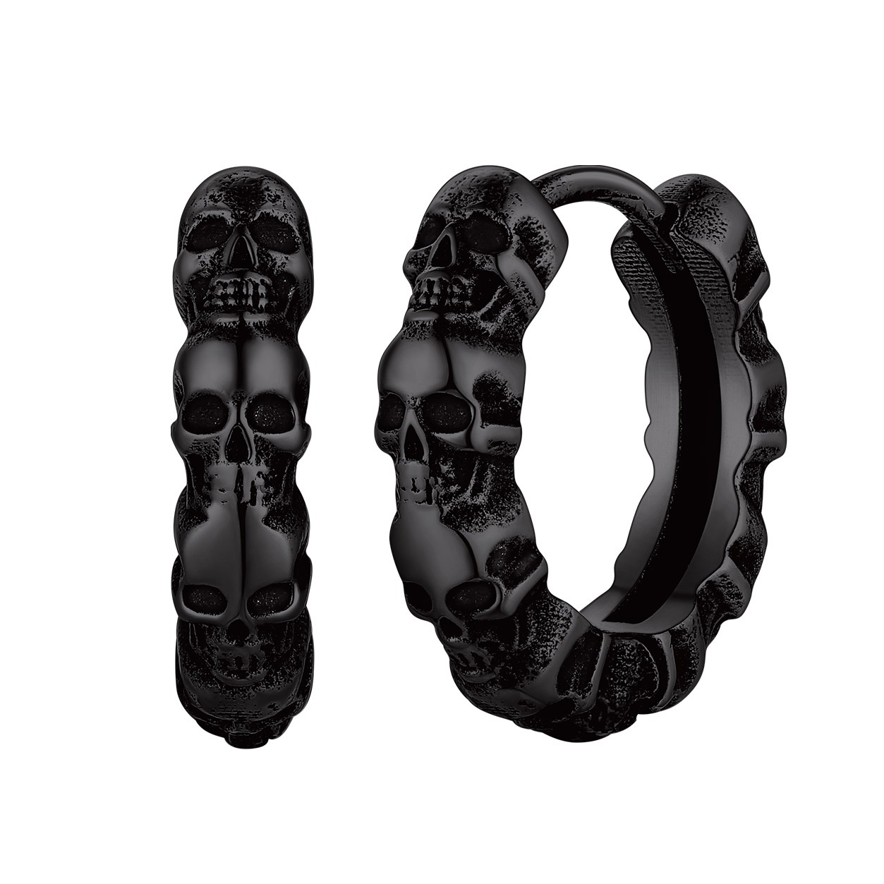 Halloween Gothic Skull Huggie Hoop Earrings for Men Women