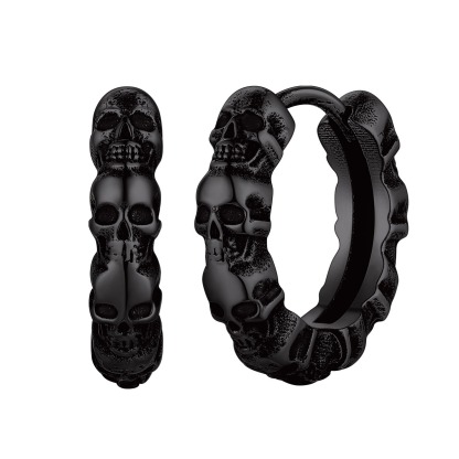 Halloween Gothic Skull Huggie Hoop Earrings for Men Women