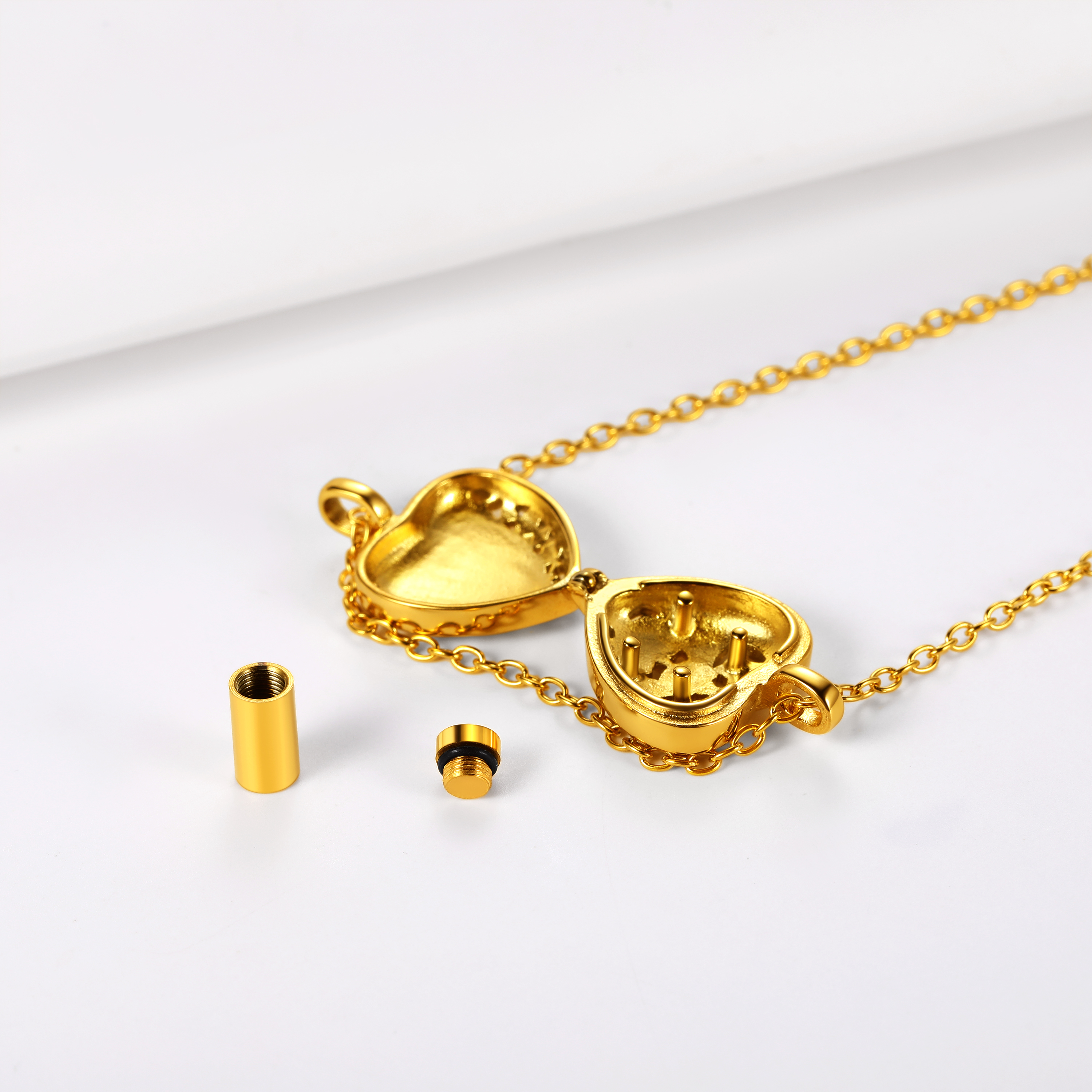 Heart Cremation Urn Ashes Stainless Steel Necklace Gift  For Her