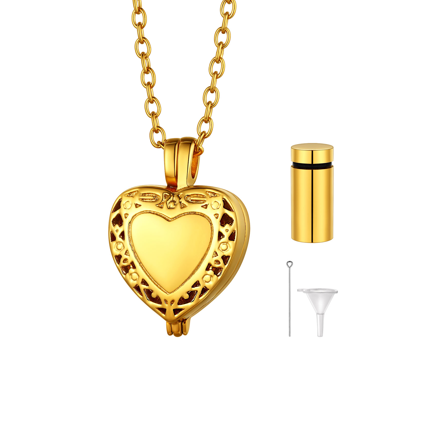 Heart Cremation Pendant Stainless Steel Urn Necklace Gift