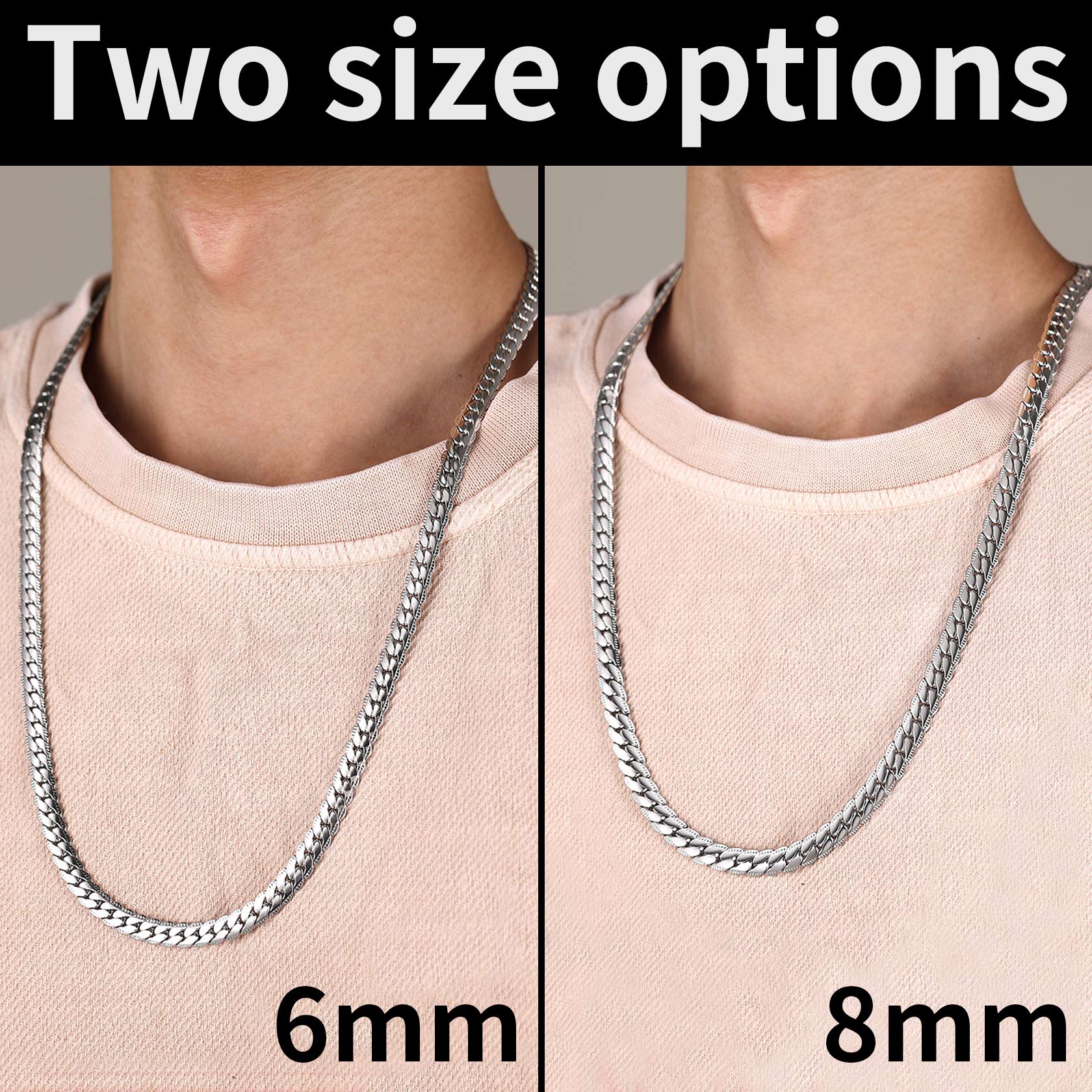 Hip Hop Cuban Chain for Men - 6/8mm Stainless Steel Necklace