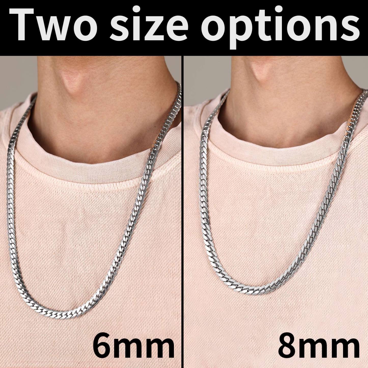 Hip Hop Cuban Chain for Men - 6/8mm Stainless Steel Necklace
