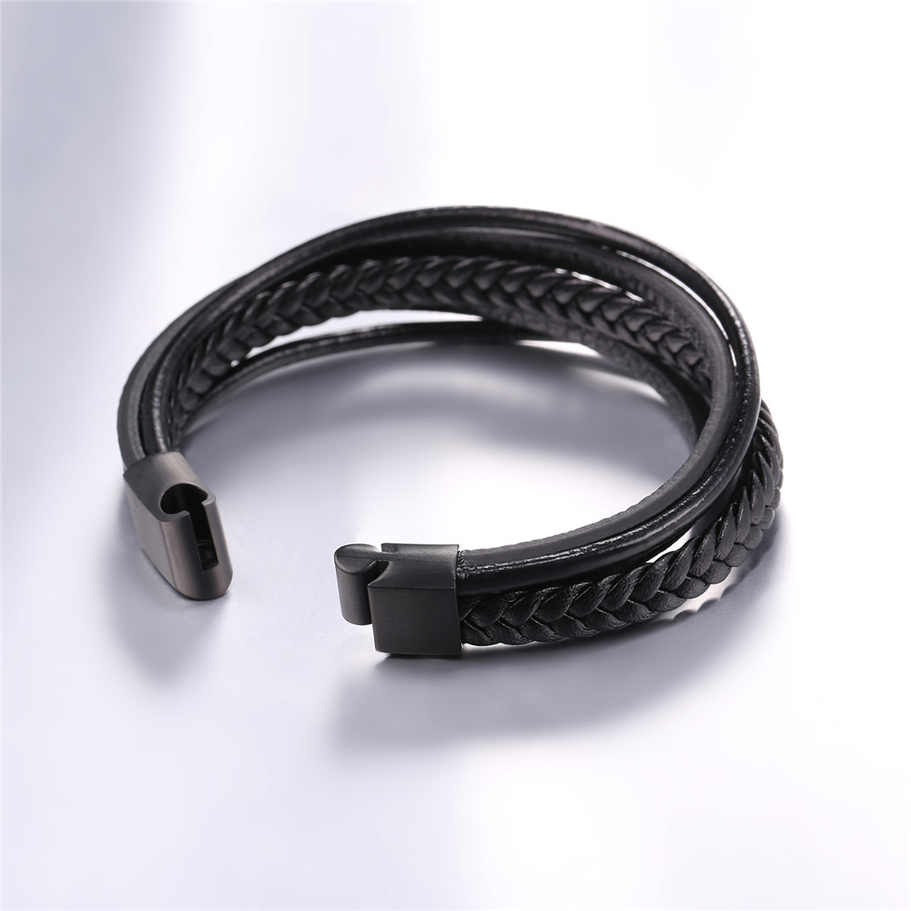 Multi Layered Simple Leather Braided Bracelet
