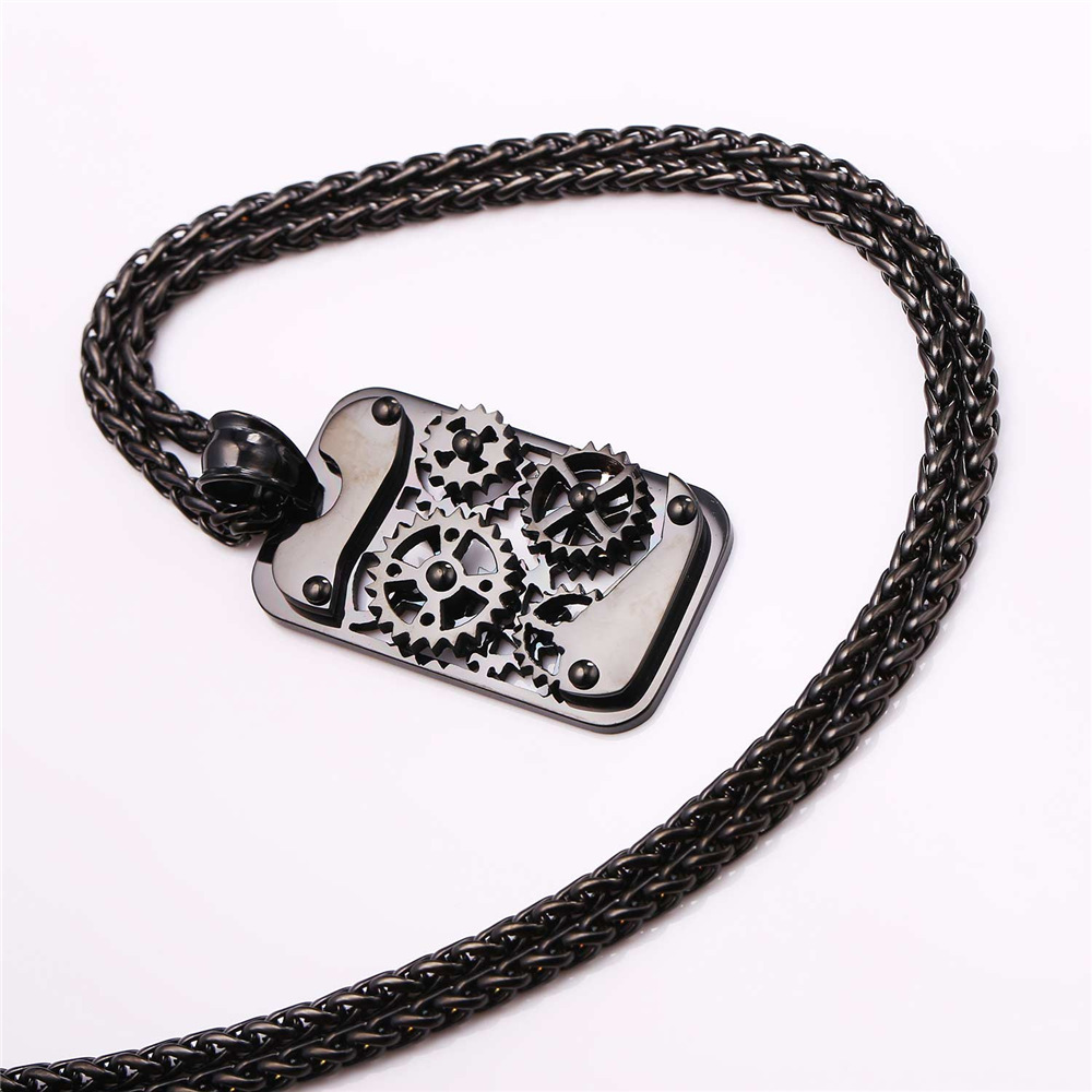Stainless Steel Spinning Wheel Dog Tag Pendant