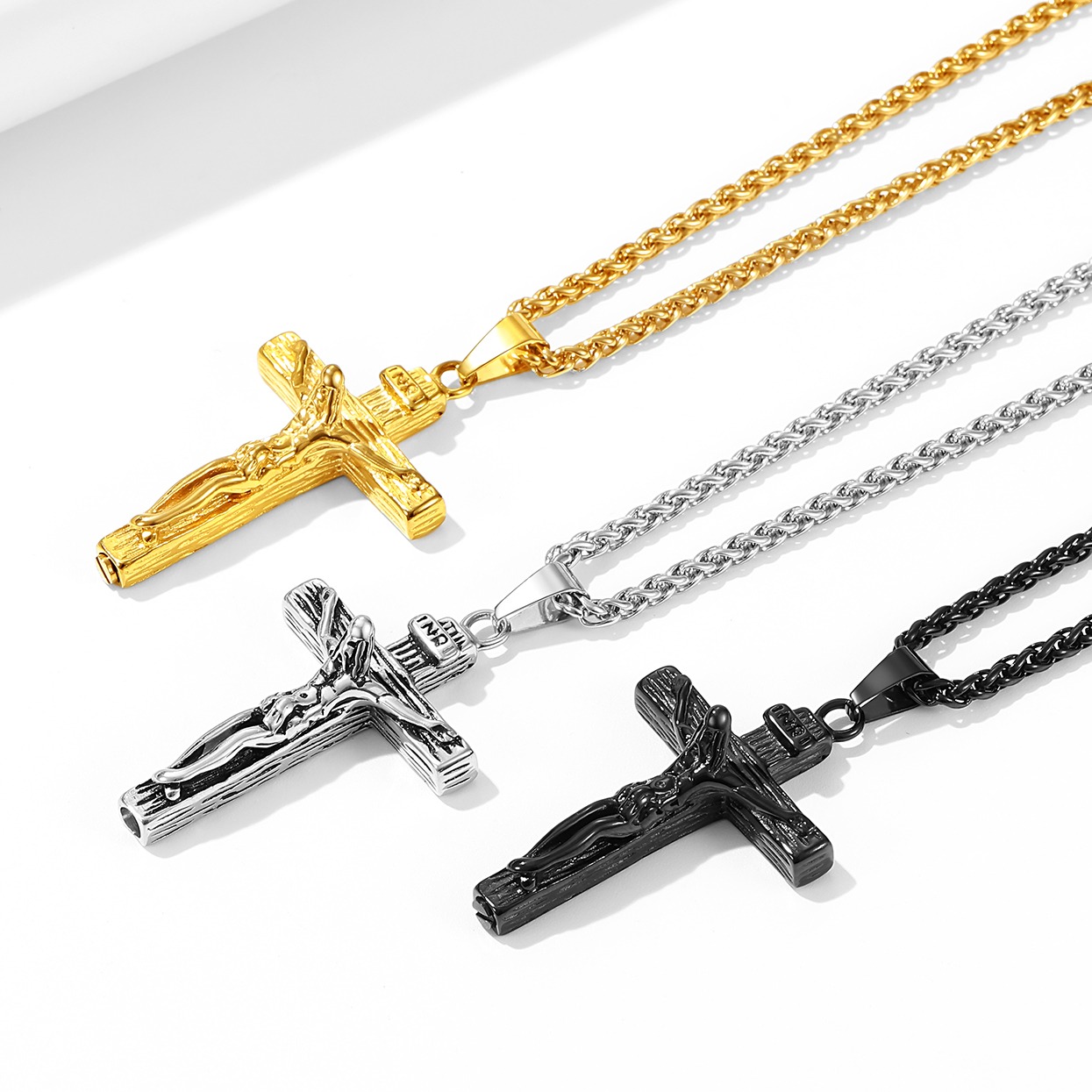 INRI Cross Cremation Urn Ashes Necklace For Men