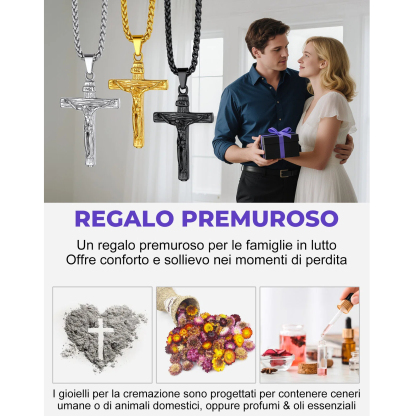INRI Cross Cremation Urn Ashes Necklace For Men