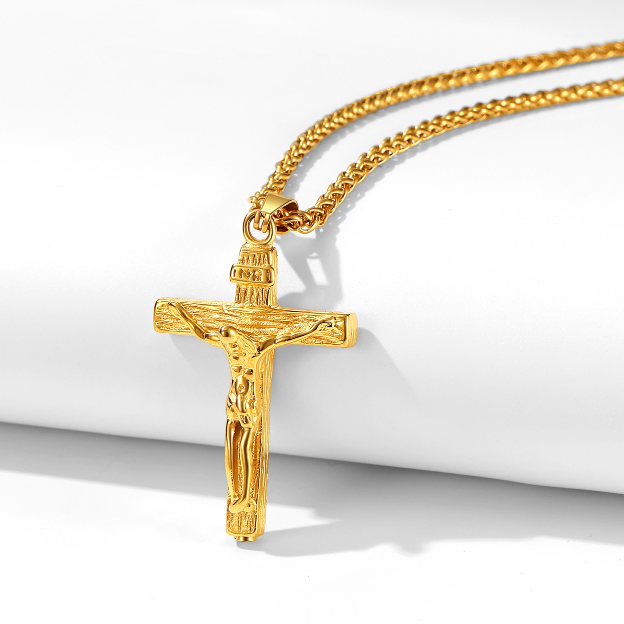 INRI Cross Cremation Urn Ashes Necklace For Men