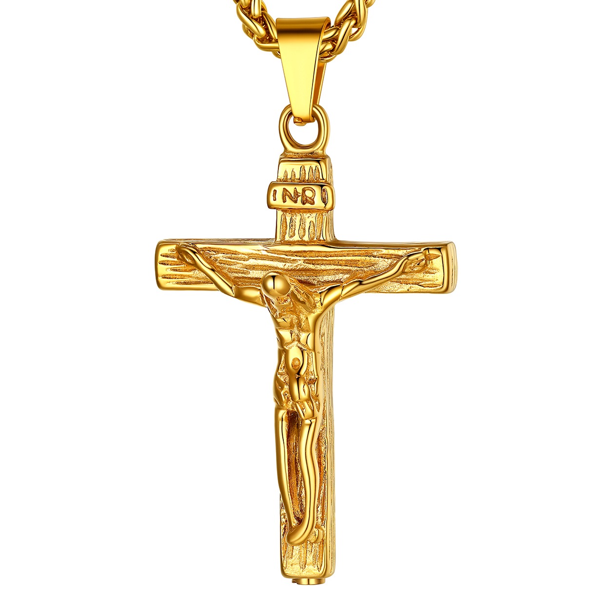 INRI Cross Cremation Necklace Stainless Steel Urn Pendant Gift
