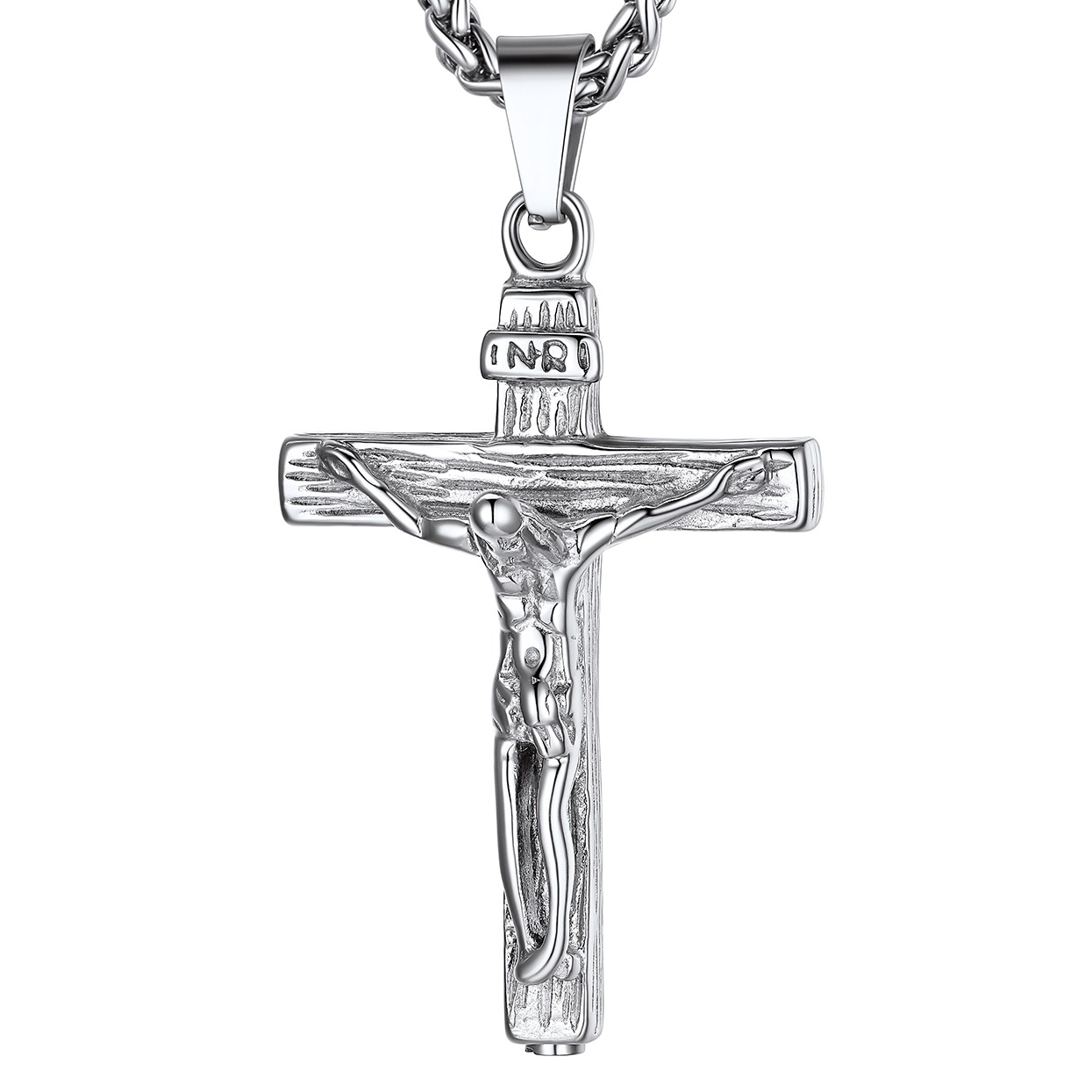 INRI Cross Cremation Urn Ashes Necklace For Men