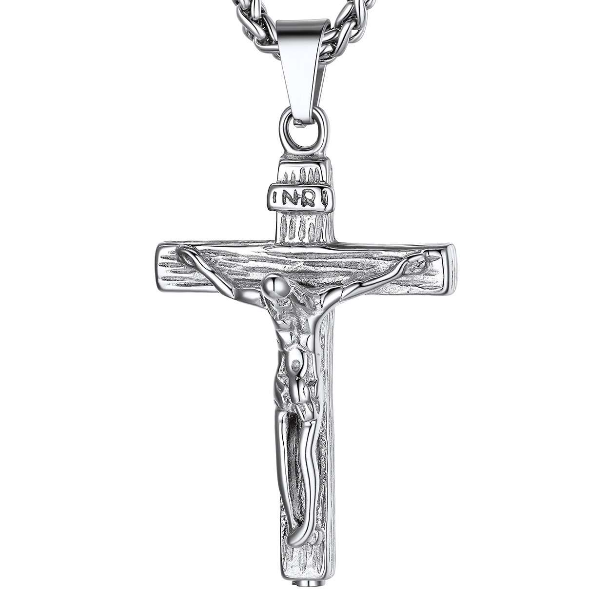 INRI Cross Cremation Urn Ashes Necklace For Men
