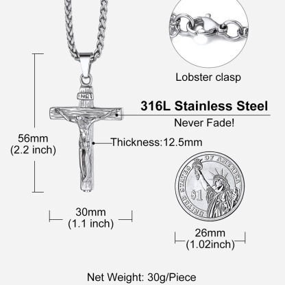 INRI Cross Cremation Urn Ashes Necklace For Men