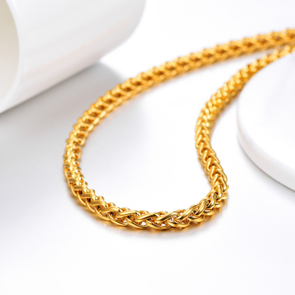 Gold wheat chain necklace stainless steel