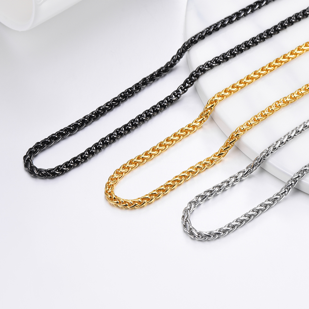 Black gold steel rope chain necklace set