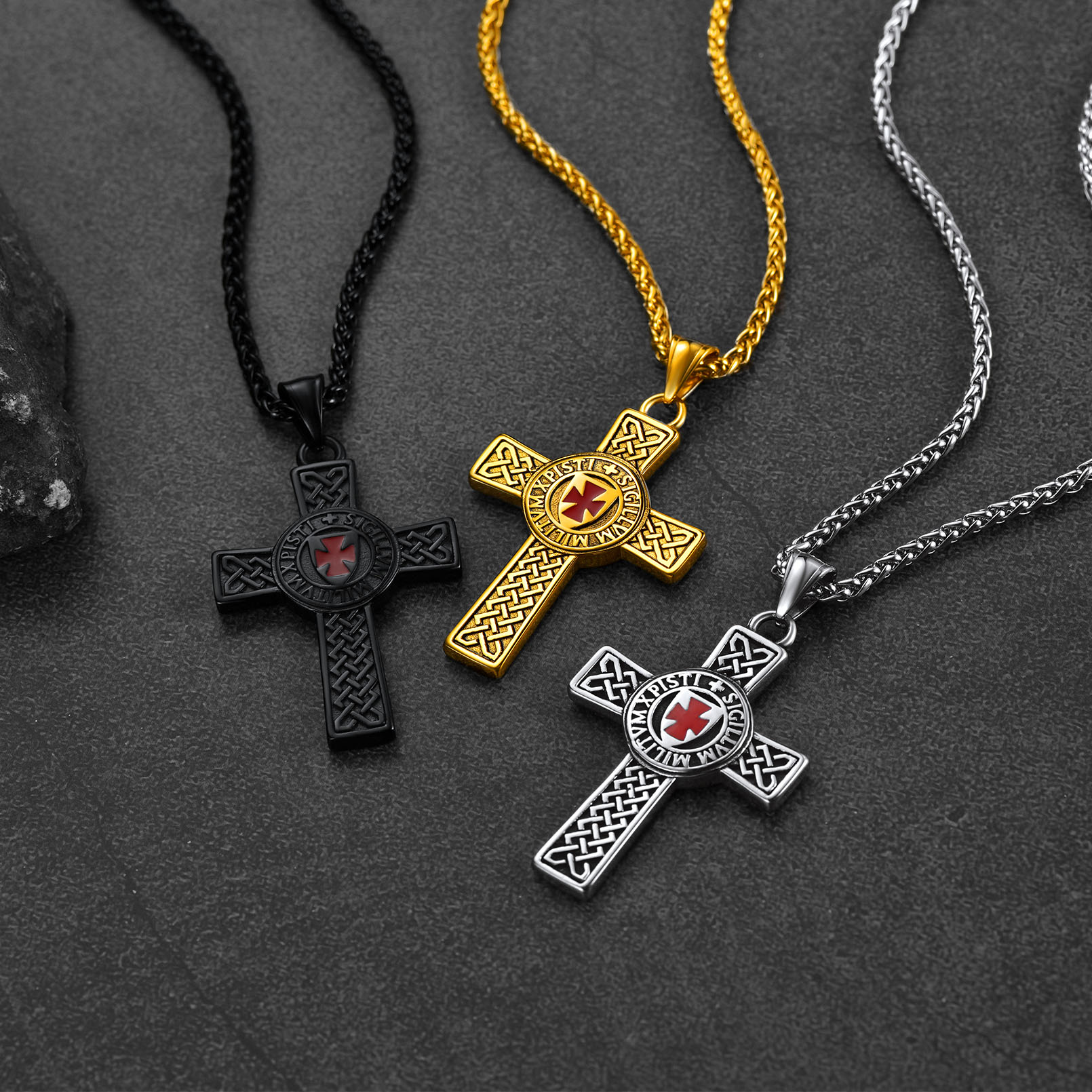 Knights Templar Celtic Cross Necklace - Mens Celtic Cross