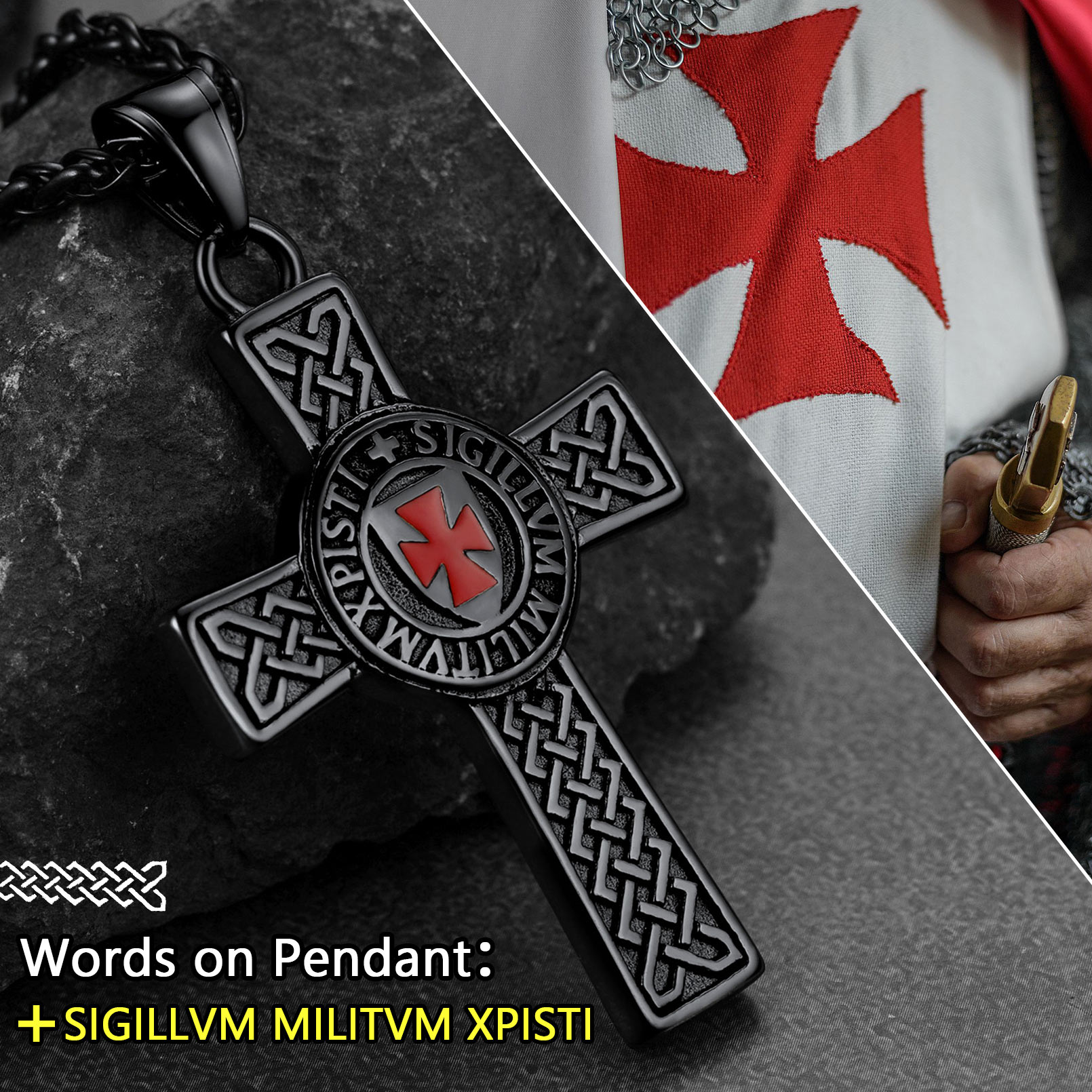Knights Templar Celtic Cross Necklace for Men Women meaningful christian gift for boyfriend