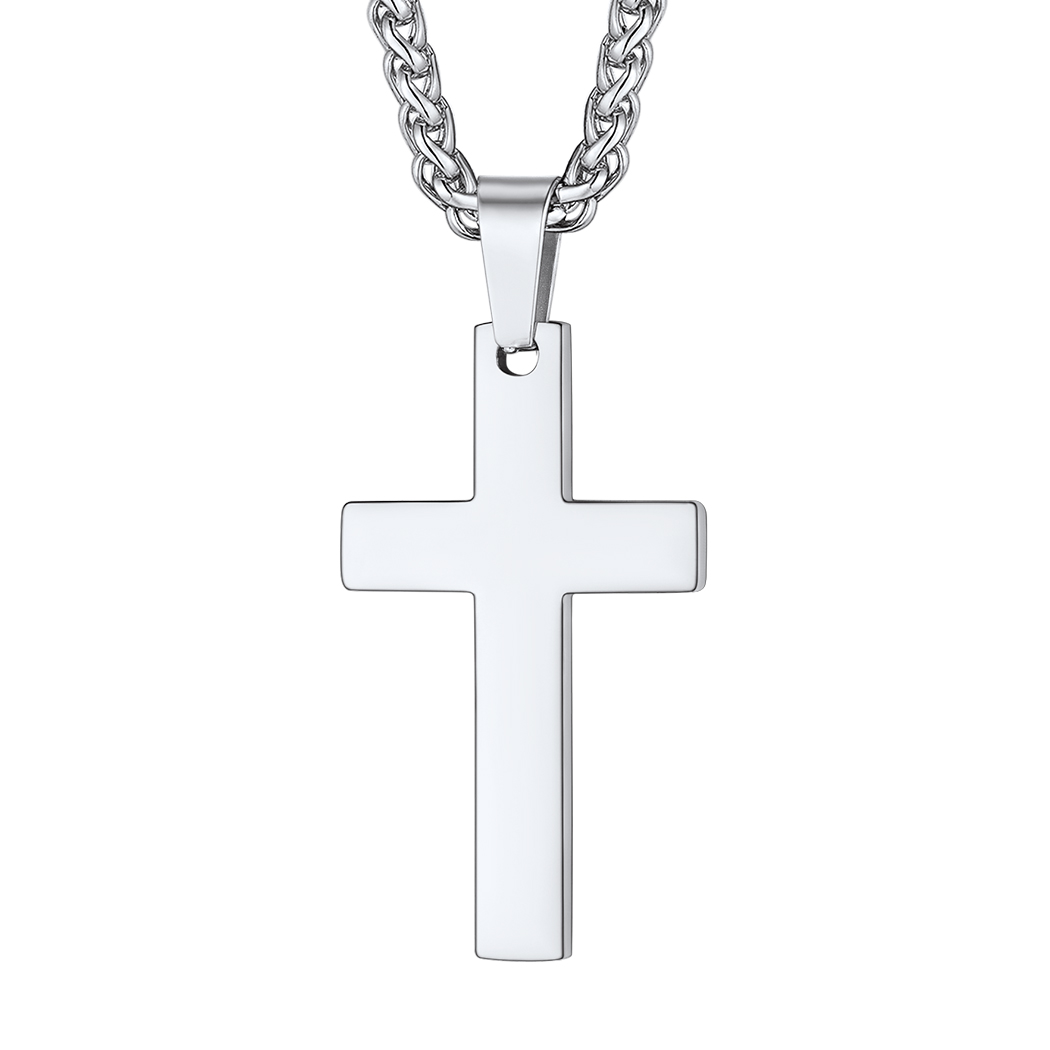 Stainless Steel Classic Cross Necklace for Men Women