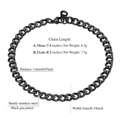 Men’s Cuban Chain Bracelet 5/7/9/12mm Width
