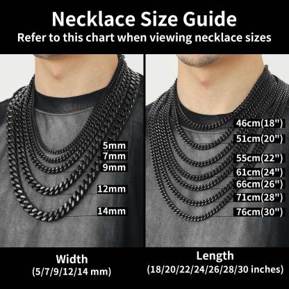 Miami Cuban Chain for Men - Heavy Duty Stainless Steel Link Size Guide
