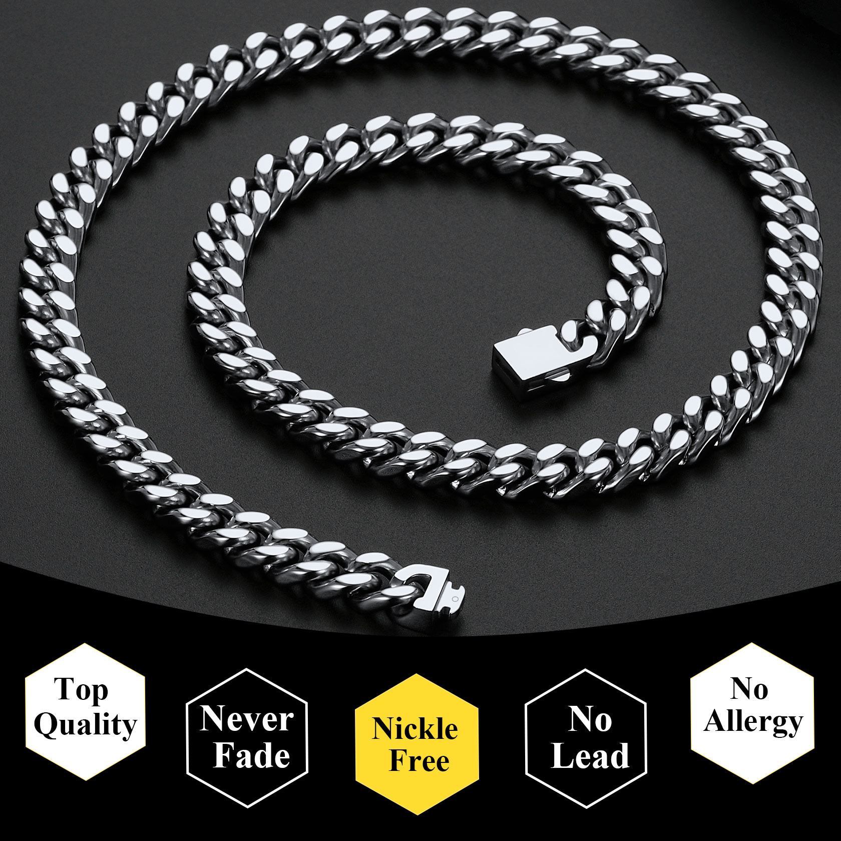 Miami Thick Cuban Chain for Men - Heavy Duty Stainless Steel Link