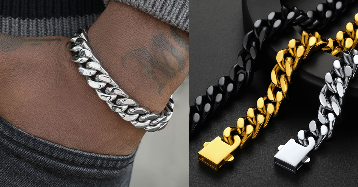 Miami Stainless Steel Cuban Link Chain Bracelet for Men
