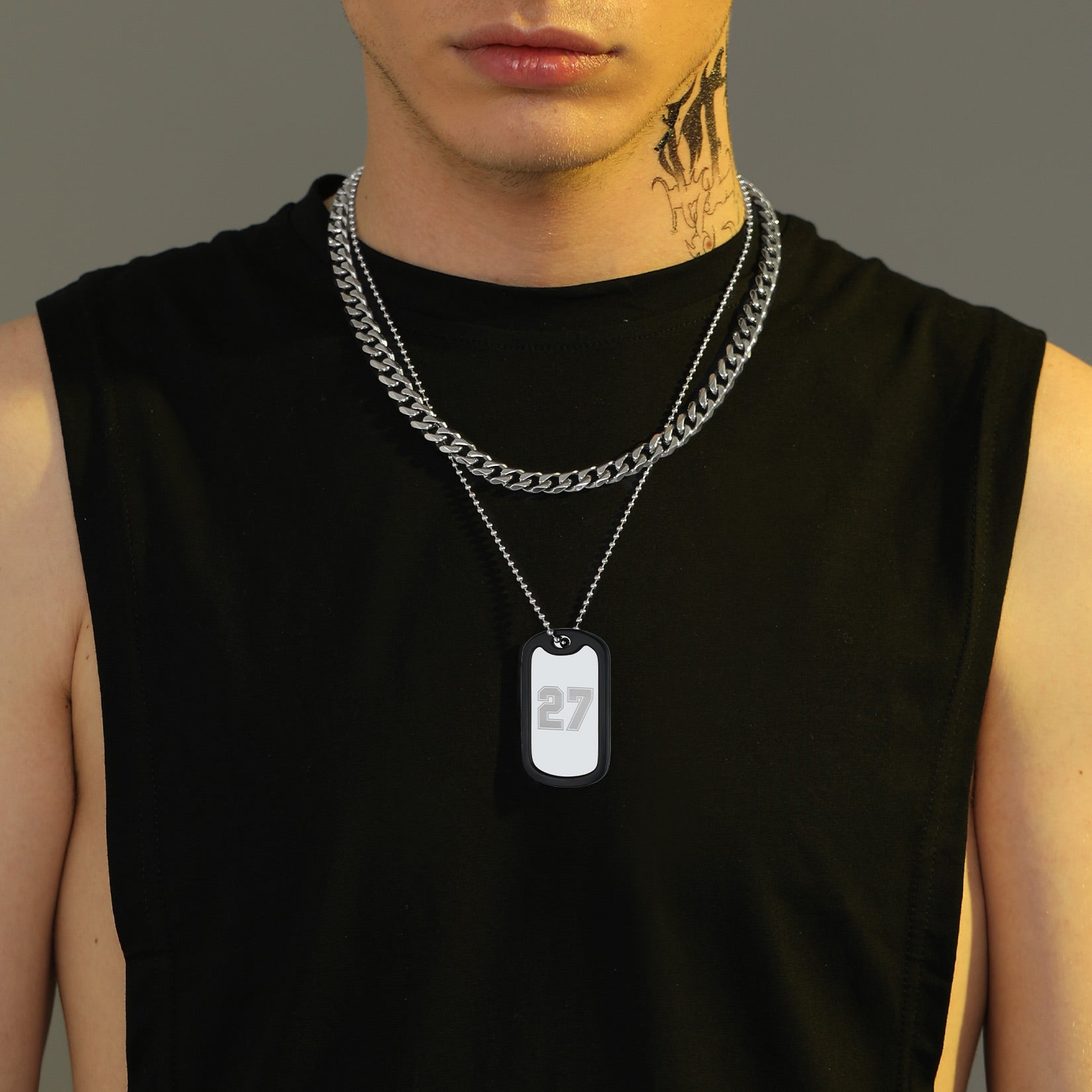 Personalized Text Military Dog Tag Necklace For Men