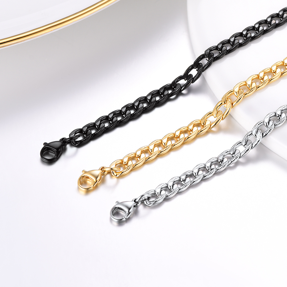 5MM Stainless Steel Cuban Link Chain Miami Pressed Gift for Him