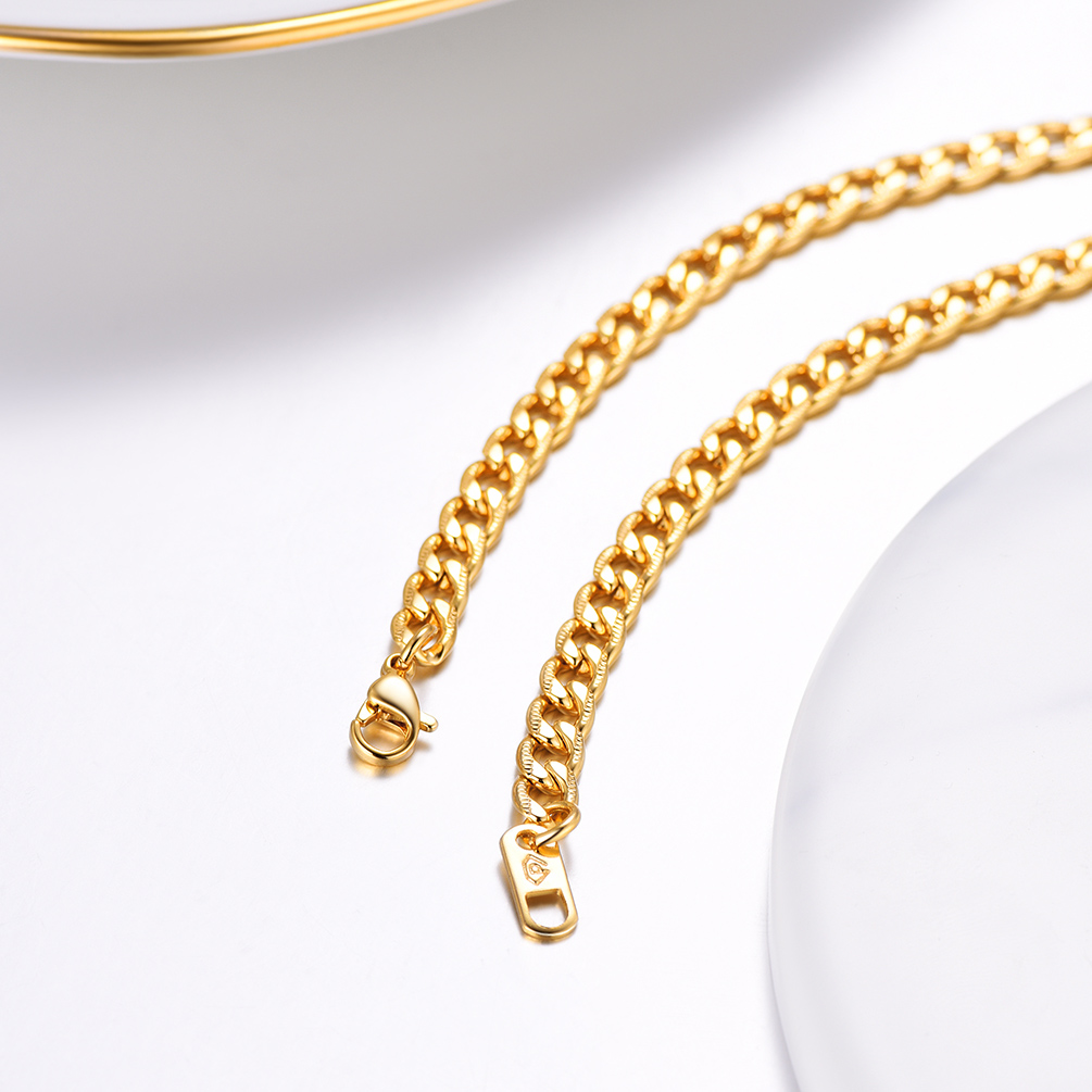 5MM Stainless Steel Cuban Link Chain Miami Pressed Gift for Him