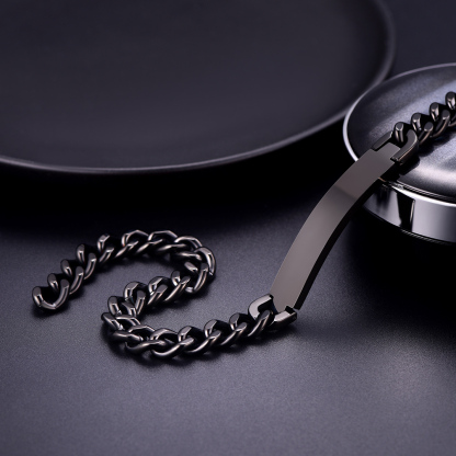 Black stainless steel choker necklace detail