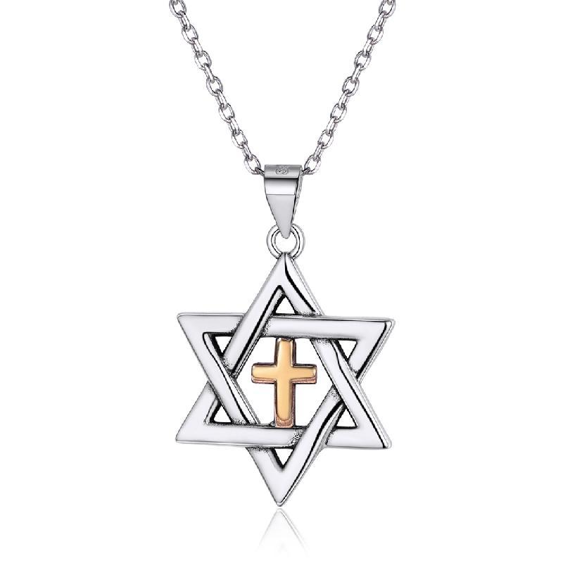Sterling Silver Star of David Cross Pendant For Men Women