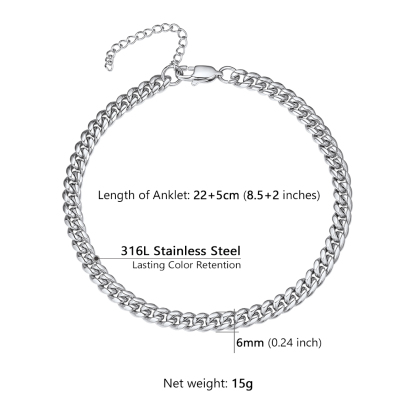 6MM Solid Chain Anklet
