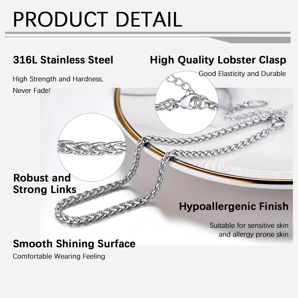 3mm Wheat Chain Anklet Product detail
