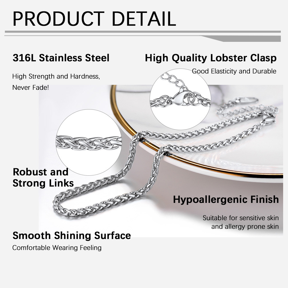 3mm Wheat Chain Anklet Product detail