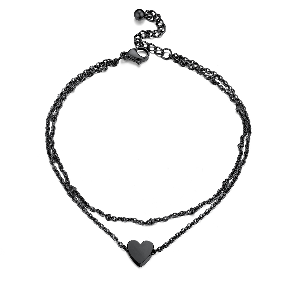 Black Heart Chain Anklets