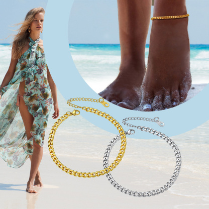 Gold and steel Cuban link chains with clasps