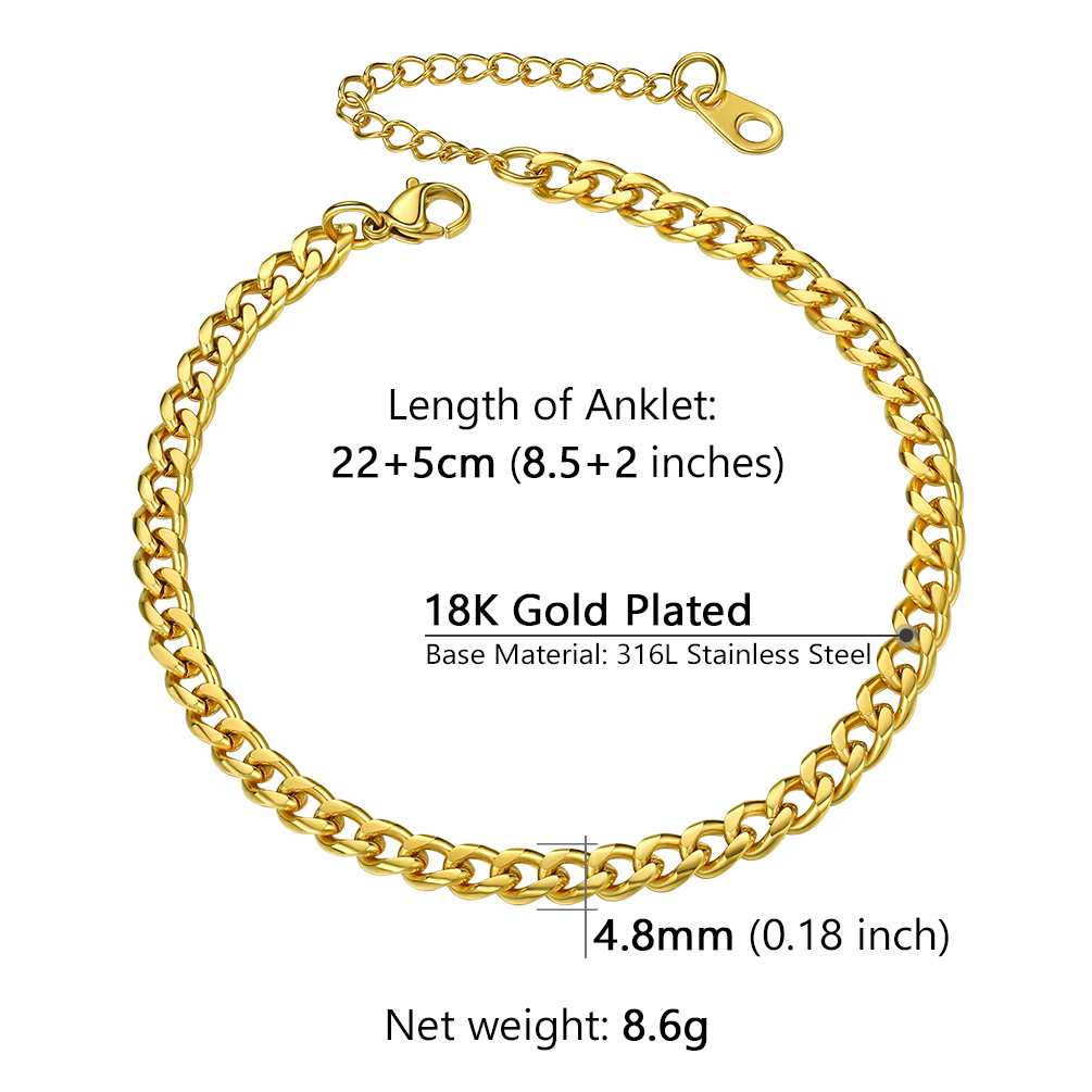 Gold chain anklet specifications
